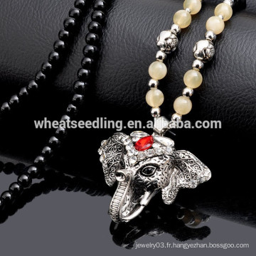 Chaîne à cordes longues perles diamant design divers éléphant perle poupée pendentif collier